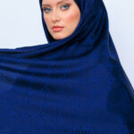 G Desen Pamuk İpeksi Jakar Şal - Lacivert