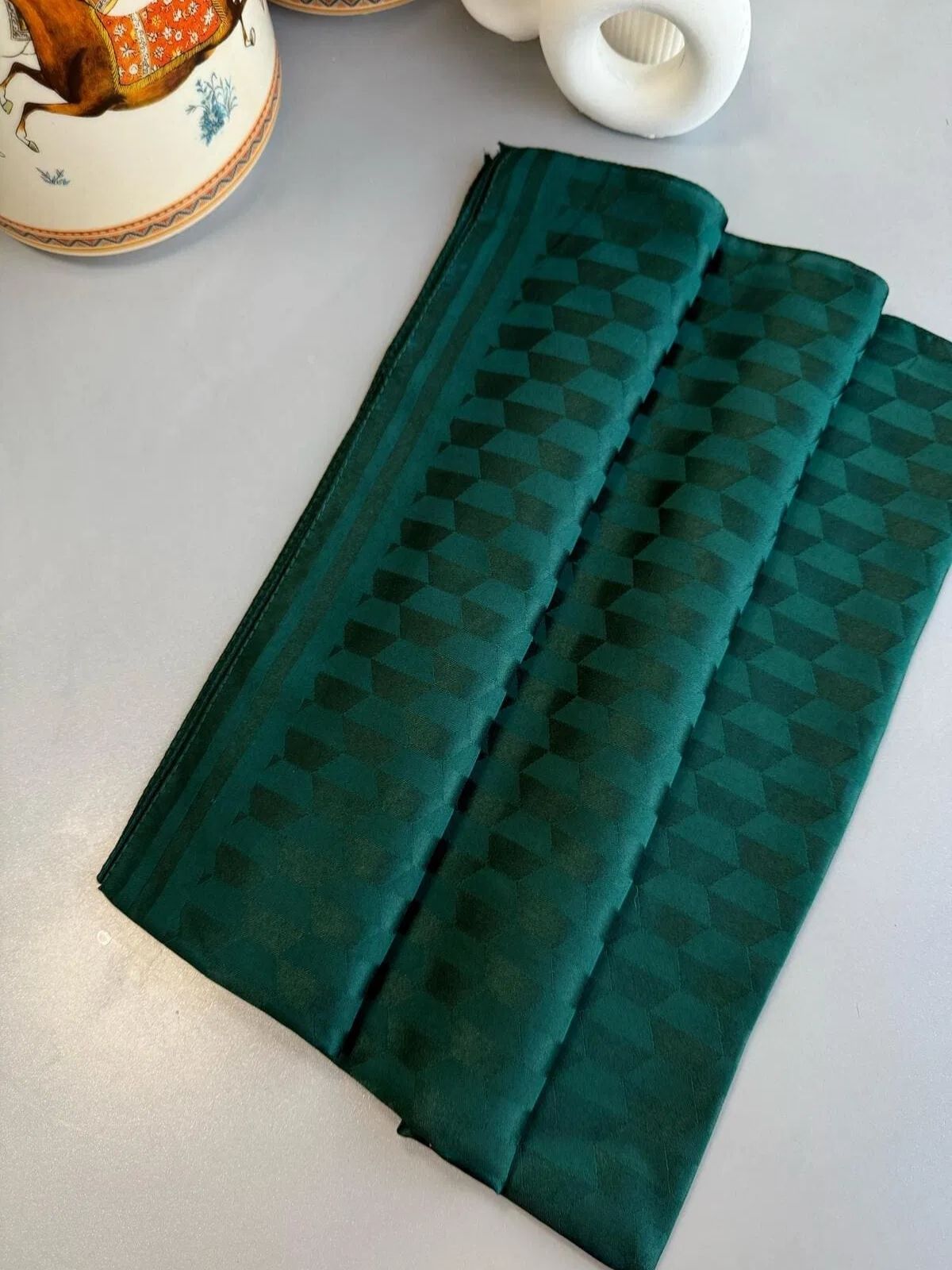 Qoza Desen İpeksi Jakar Şal - Zümrüt - Görsel 5