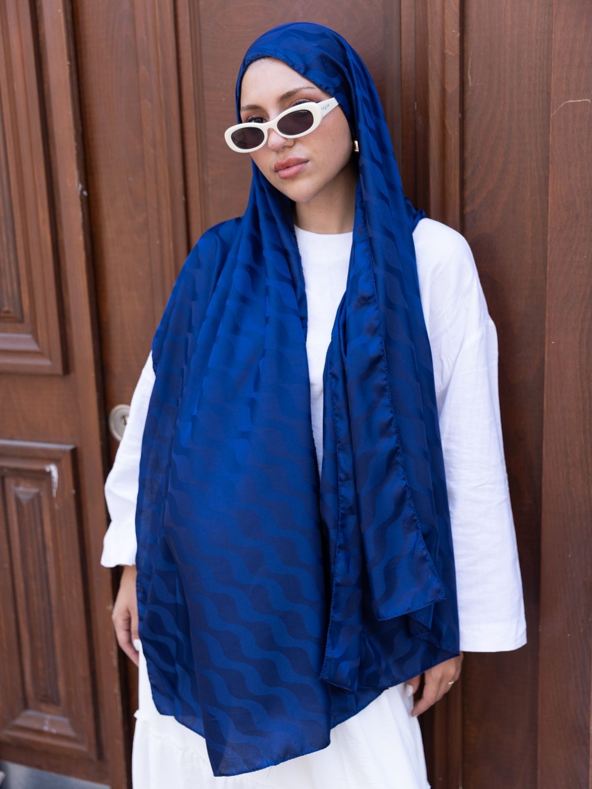 Su Yolu Pamuk Jakar Şal - İndigo