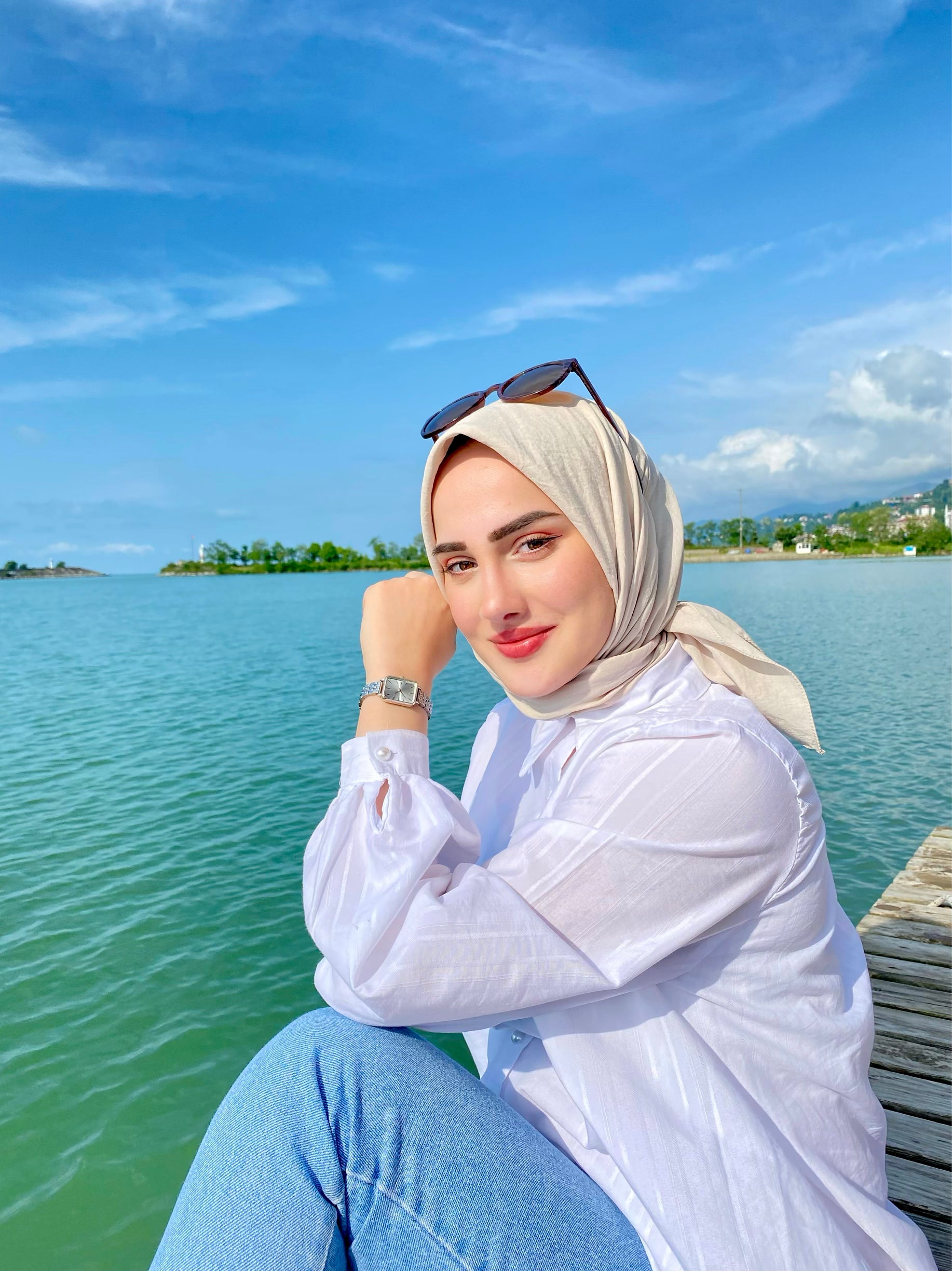 Pamuk Kraş Soft Eşarp - Bej