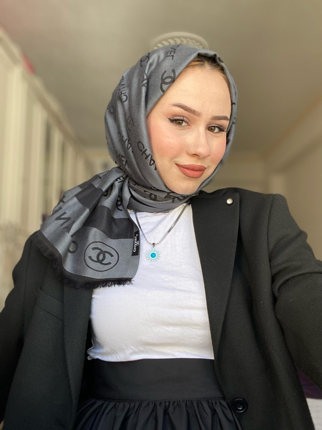 Chanel Çİft Taraflı Kaşmir Şal - Antrasit