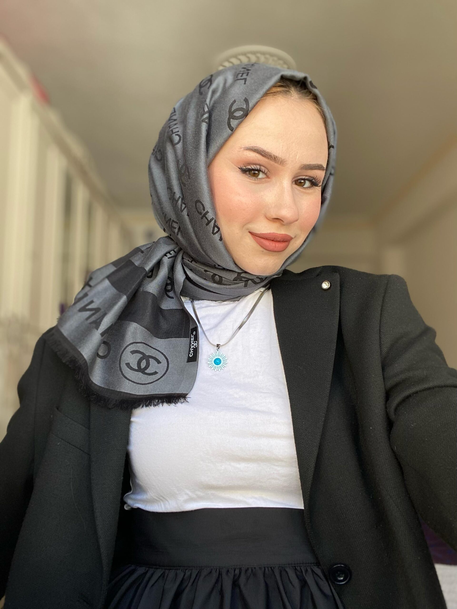 Chanel Çİft Taraflı Kaşmir Şal - Antrasit