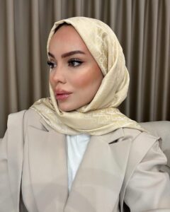 Dior Desenli İpek Kaşmir Çift Taraflı Şal 78002 - Bej