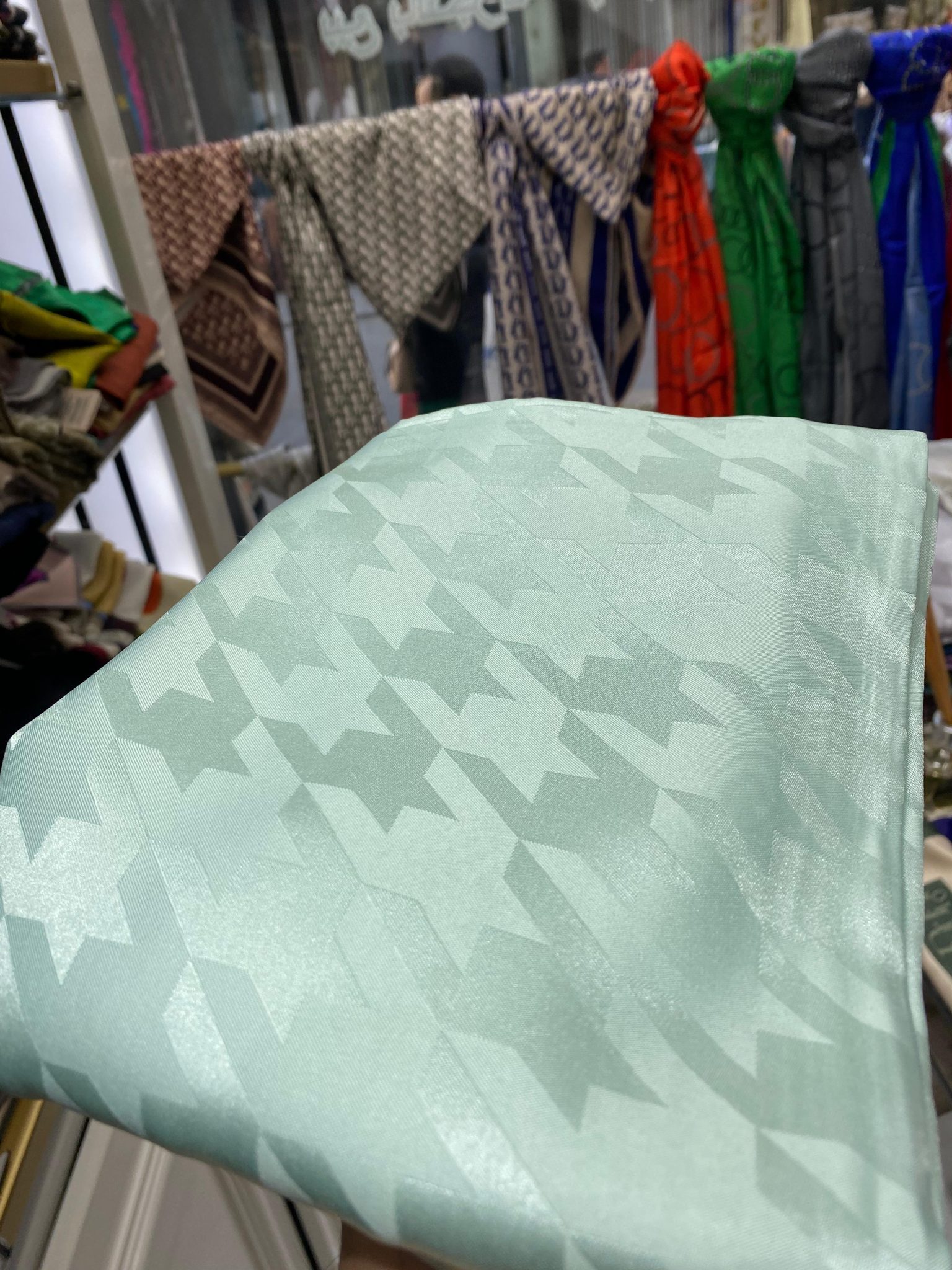 Kazayağı Desen Jakar Şal - Mint