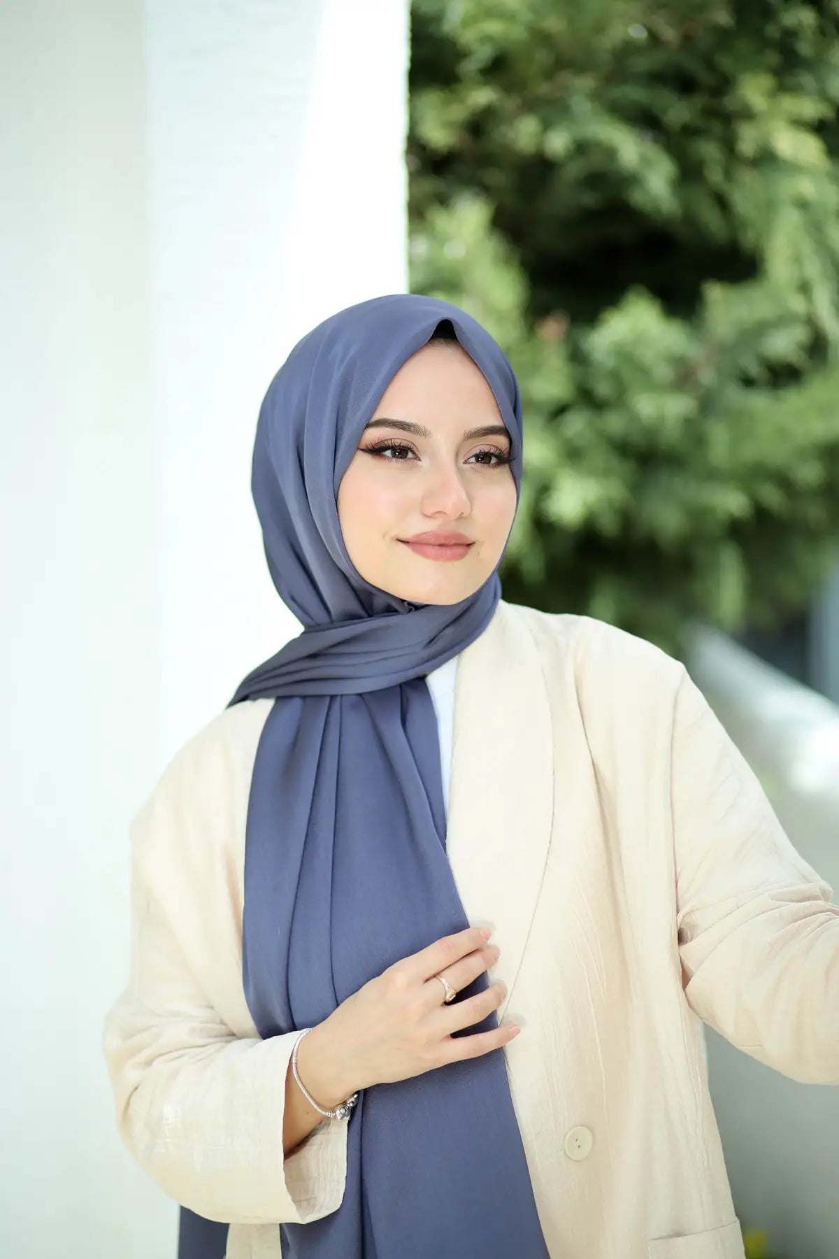 Bambu Kraş Premium İpek Şal - Antrasit - Organic ScarfsOrganic Scarfs