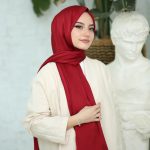 Bambu Kraş Premium İpek Şal - Kırmızı