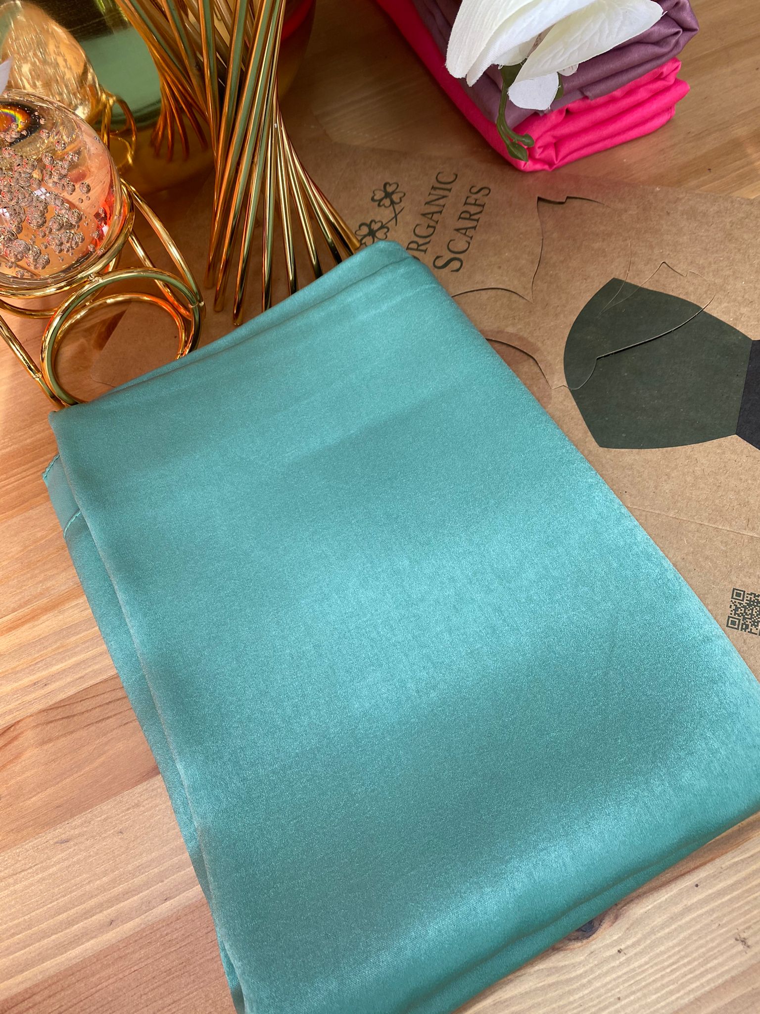 Bambu Kraş Premium İpek Şal - Mint - Organic ScarfsOrganic Scarfs