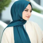 Bambu Kraş Premium İpek Şal - Petrol