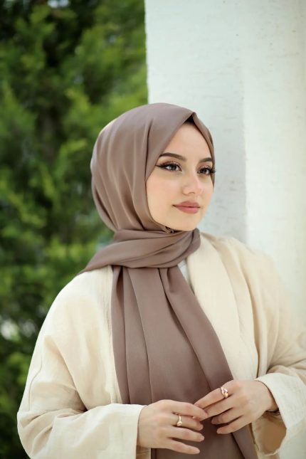 Bambu Kraş Premium İpek Şal - Vizon - Organic ScarfsOrganic Scarfs