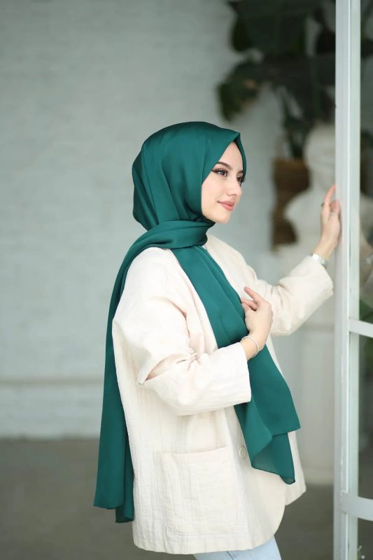 Bambu Kraş Premium İpek Şal - Zümrüt - Organic ScarfsOrganic Scarfs