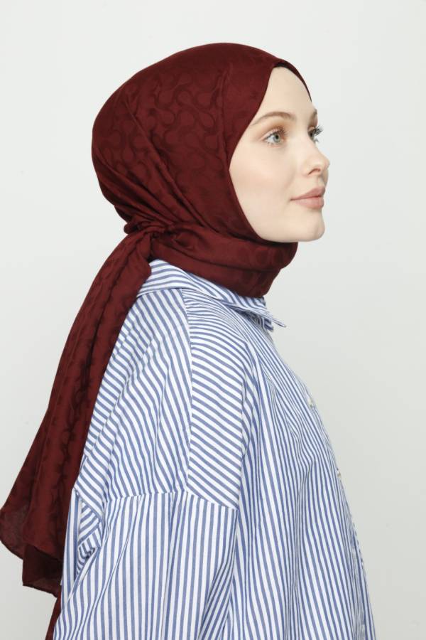 BLOOM DESEN JAKAR ŞAL - Bordo - Organic ScarfsOrganic Scarfs