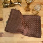 Bloom Desen Pamuk İpeksi Jakar Şal - Kahverengi