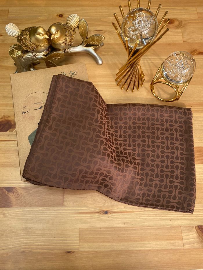 Bloom Desen Pamuk İpeksi Jakar Şal - Kahverengi - Organic ScarfsOrganic Scarfs