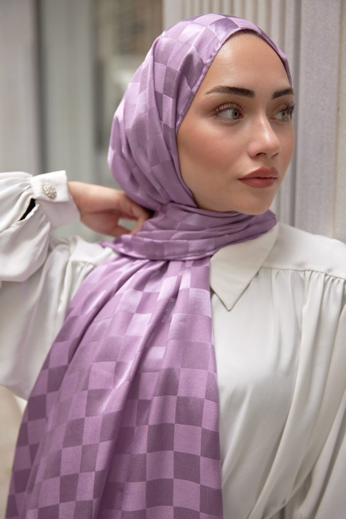 Bonjela Marka Dama İpeksi Jakar Şal - Lavanta - Organic ScarfsOrganic Scarfs
