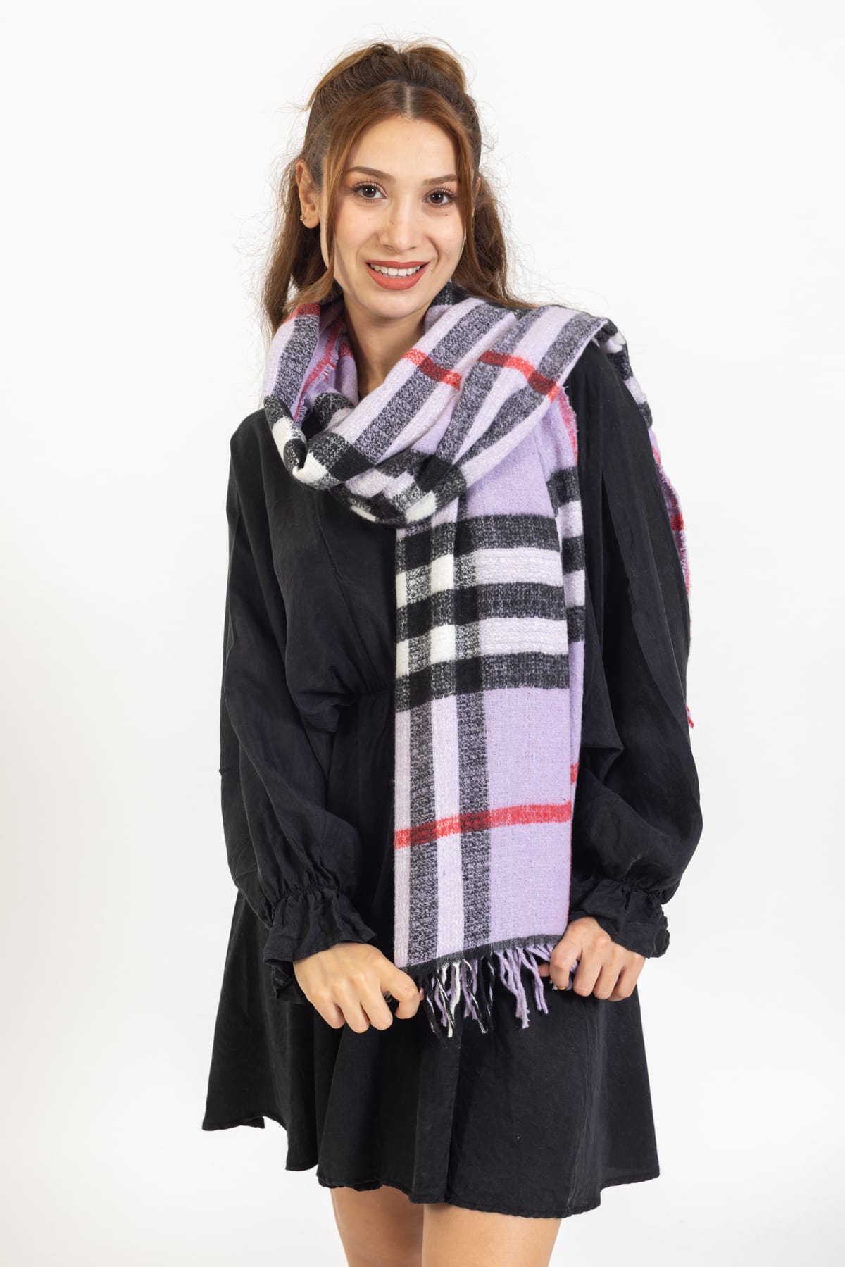 Burberry Çift Taraflı Yumuşak Dokulu Triko Örgü Şal & Atkı - Lila - Organic ScarfsOrganic Scarfs