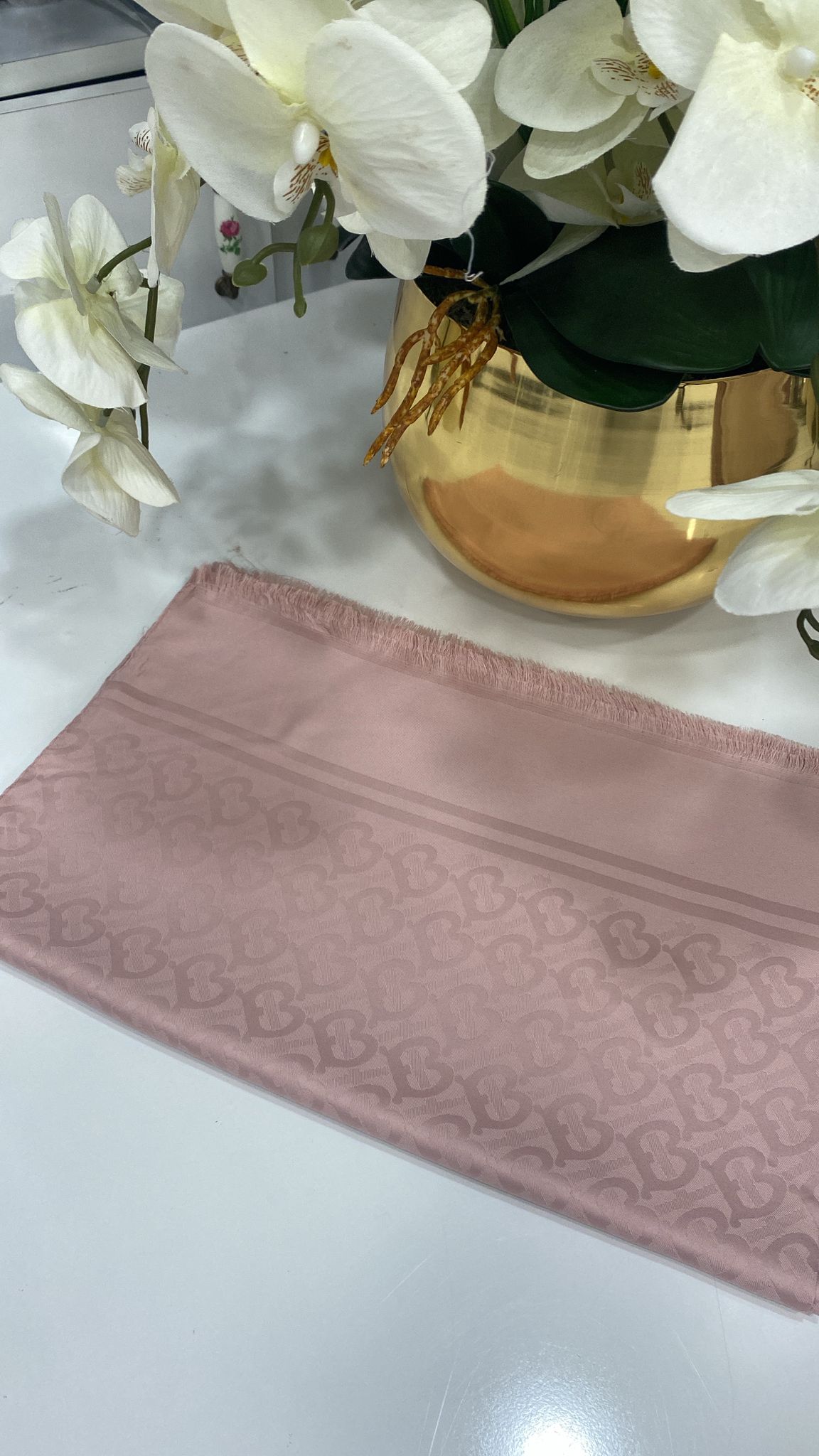 Burberry Pamuklu İpek Jakar Şal - Pamuk Şekeri - Organic ScarfsOrganic Scarfs