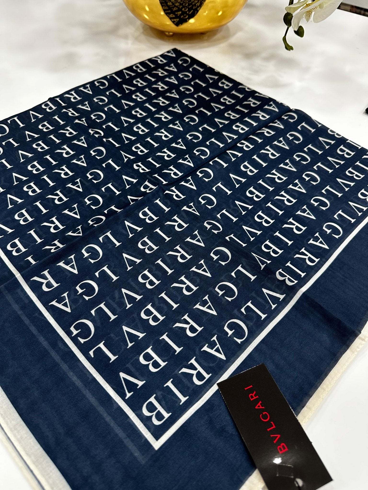 Bvlgari İpek Eşarp - Lacivert - Organic ScarfsOrganic Scarfs