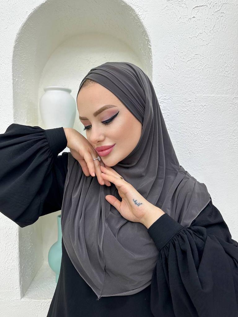 Çapraz Üç Bantlı Uzun Drape Bone - Antrasit - Organic ScarfsOrganic Scarfs