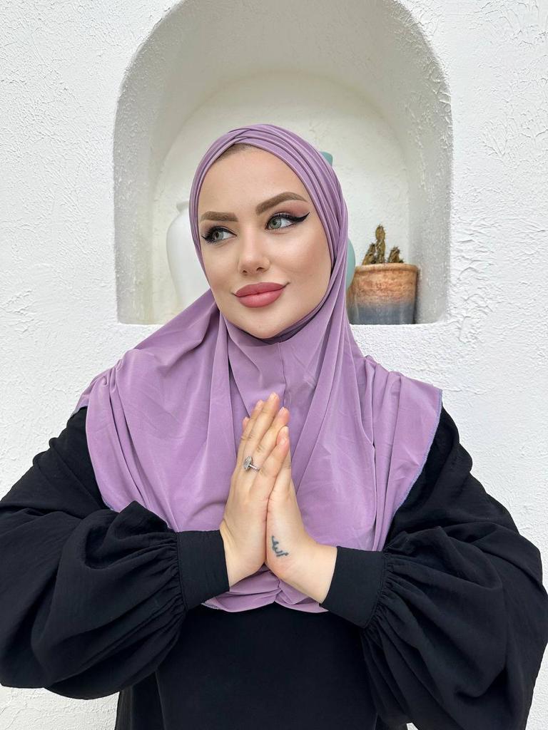 Çapraz Üç Bantlı Uzun Drape Bone - Lavanta - Organic ScarfsOrganic Scarfs