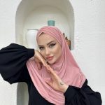 Çapraz Üç Bantlı Uzun Drape Bone - Pembe