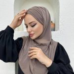 Çapraz Üç Bantlı Uzun Drape Bone - Vizon