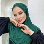 Çapraz Üç Bantlı Uzun Drape Bone - Zümrüt