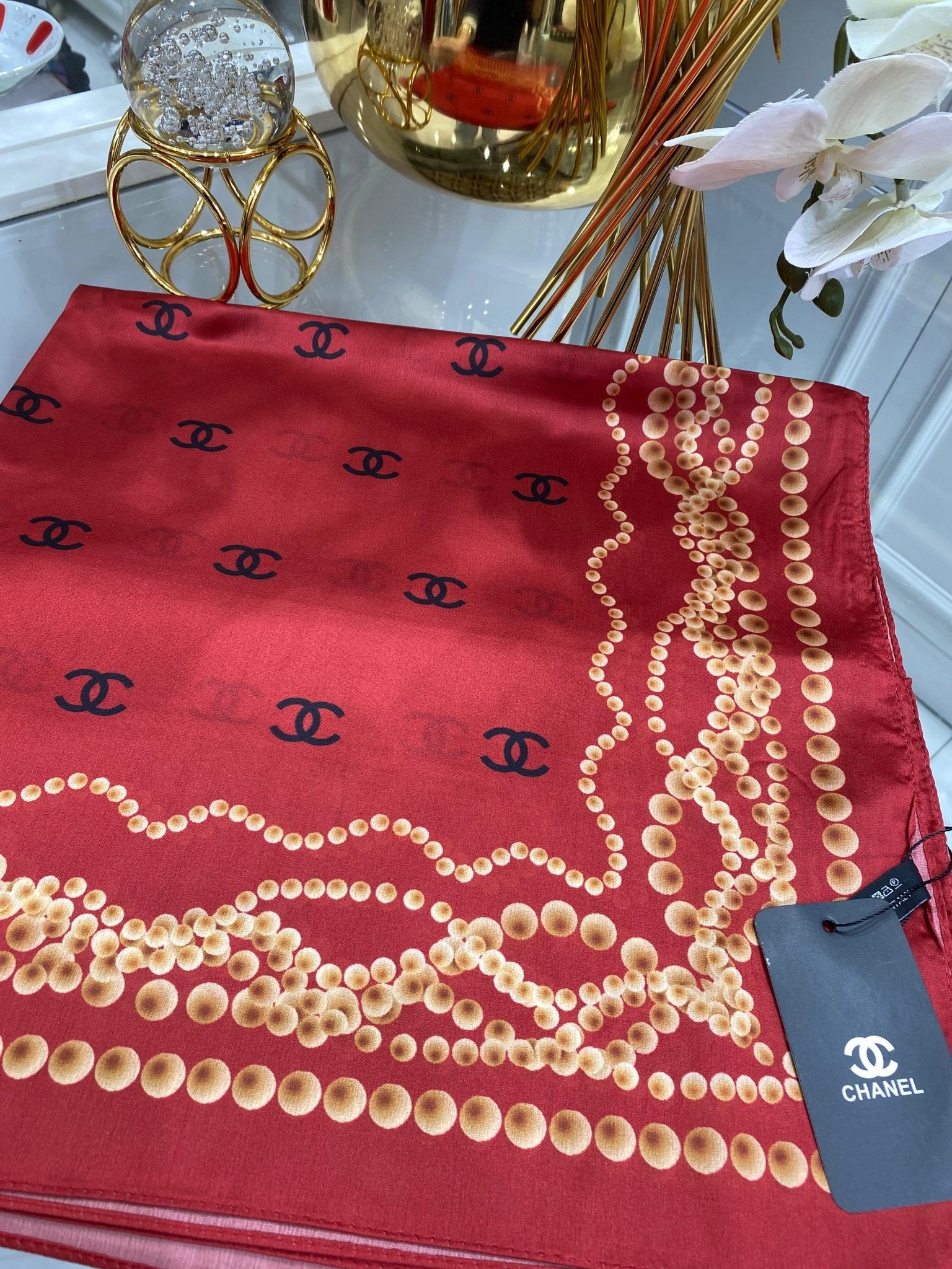 Chanel İthal Vual İpek Şal - Bordo - Organic ScarfsOrganic Scarfs