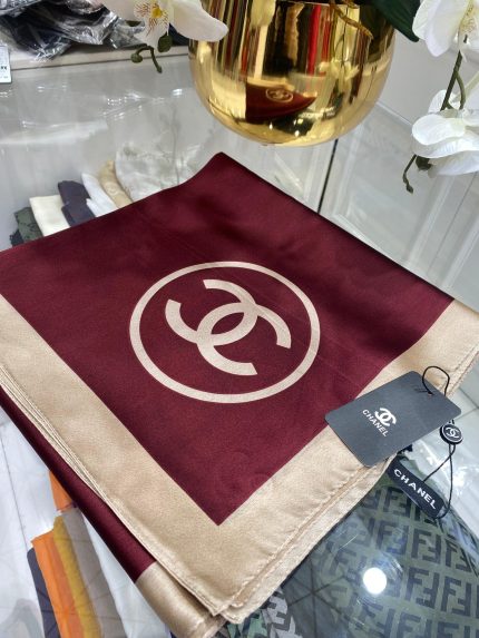 Chanel İthal Vual İpek Şal - Bordo - Organic ScarfsOrganic Scarfs