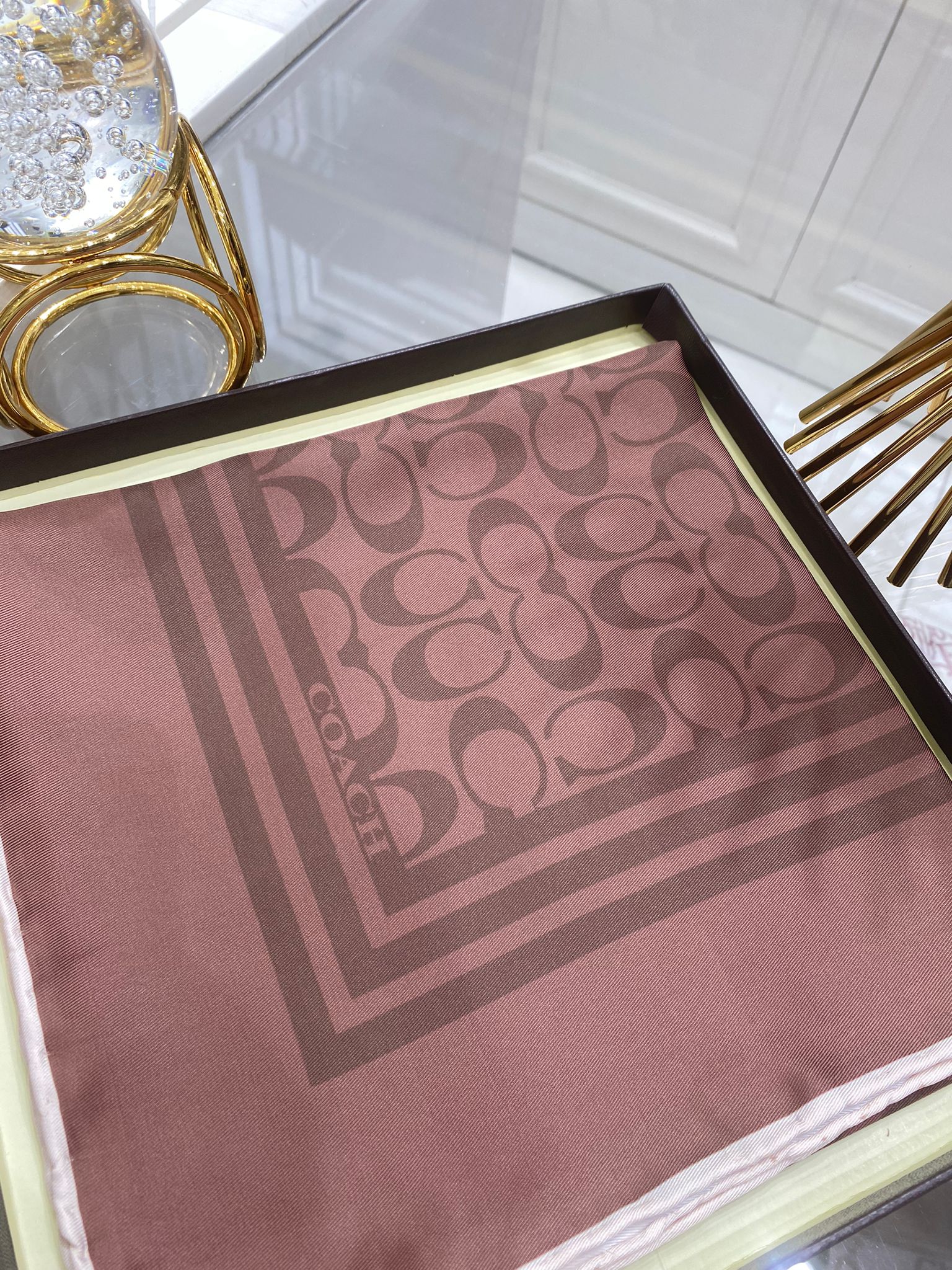 Coach Desen Twill İpek Eşarp - Çikolata - Organic ScarfsOrganic Scarfs