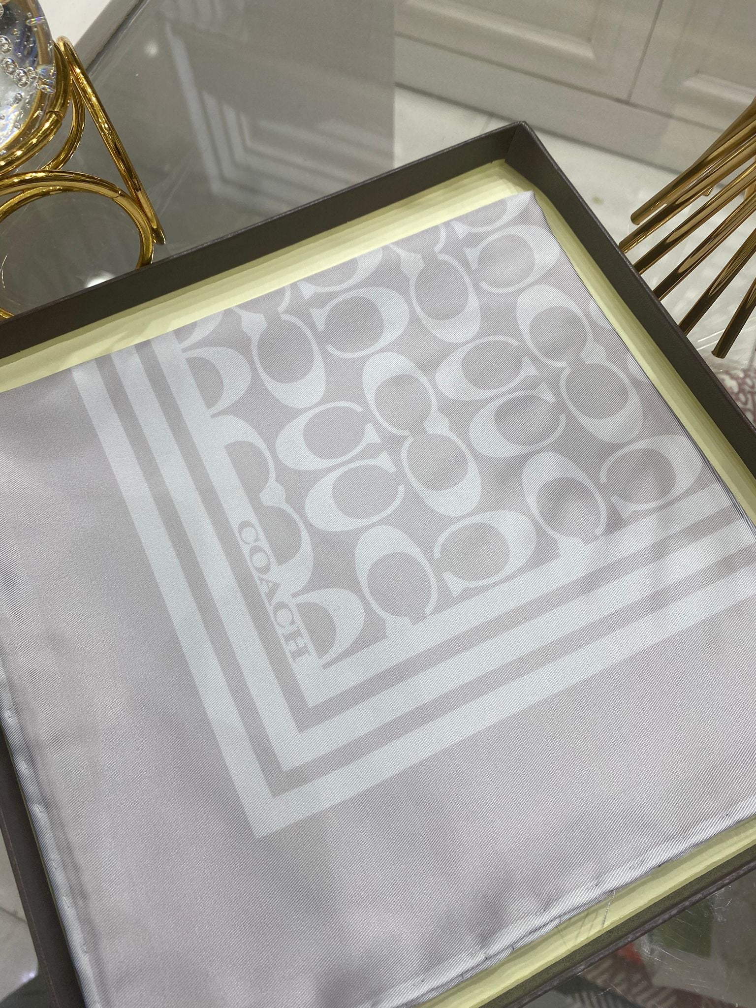 Coach Desen Twill İpek Eşarp - Gümüş - Organic ScarfsOrganic Scarfs