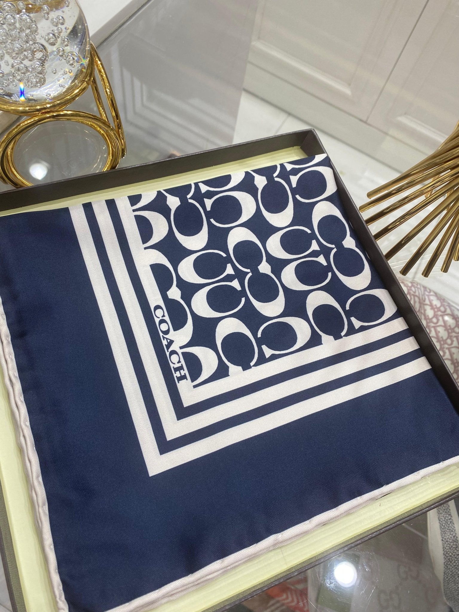 Coach Desen Twill İpek Eşarp - Lacivert - Organic ScarfsOrganic Scarfs