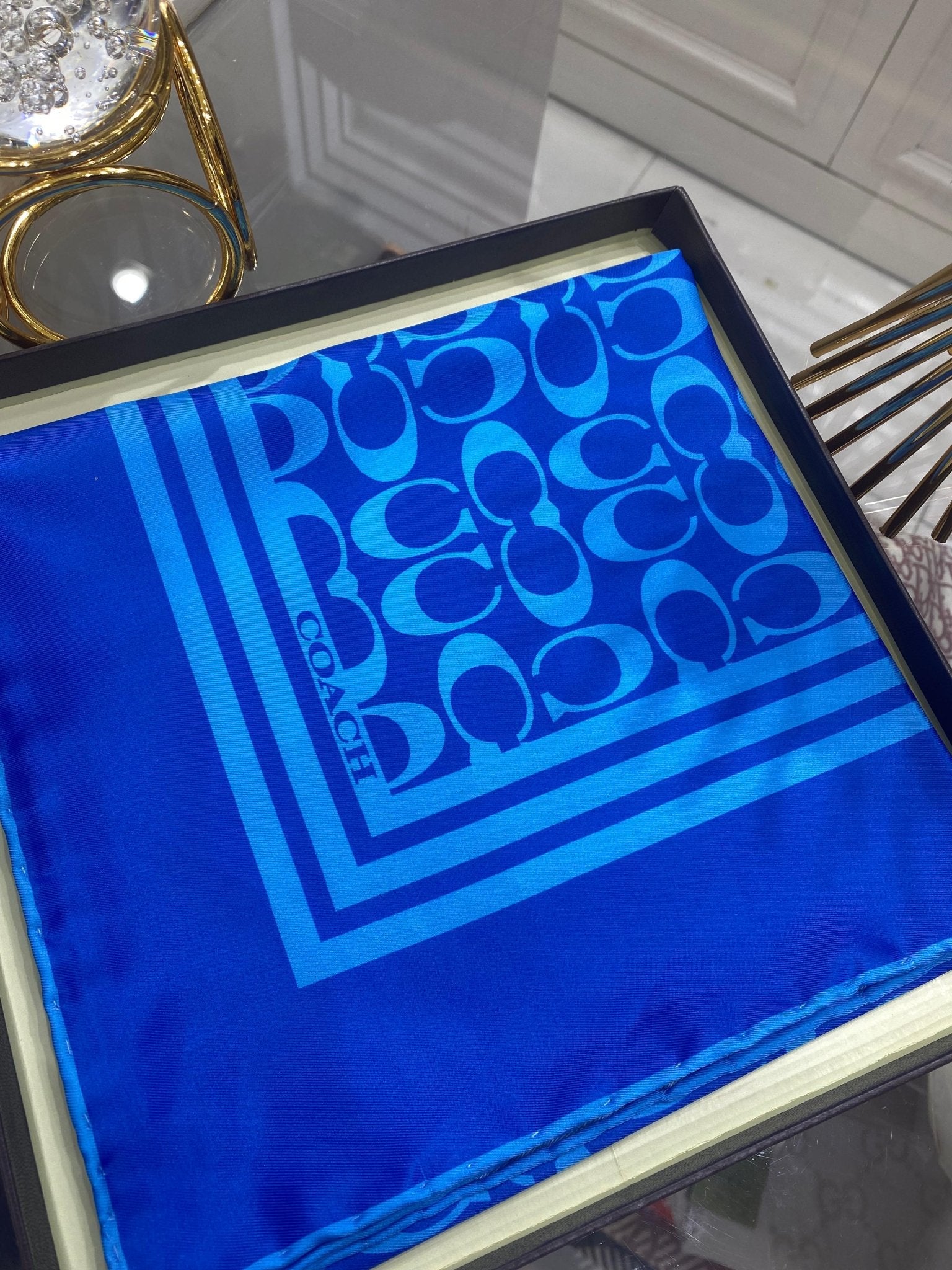 Coach Desen Twill İpek Eşarp - Saks - Organic ScarfsOrganic Scarfs