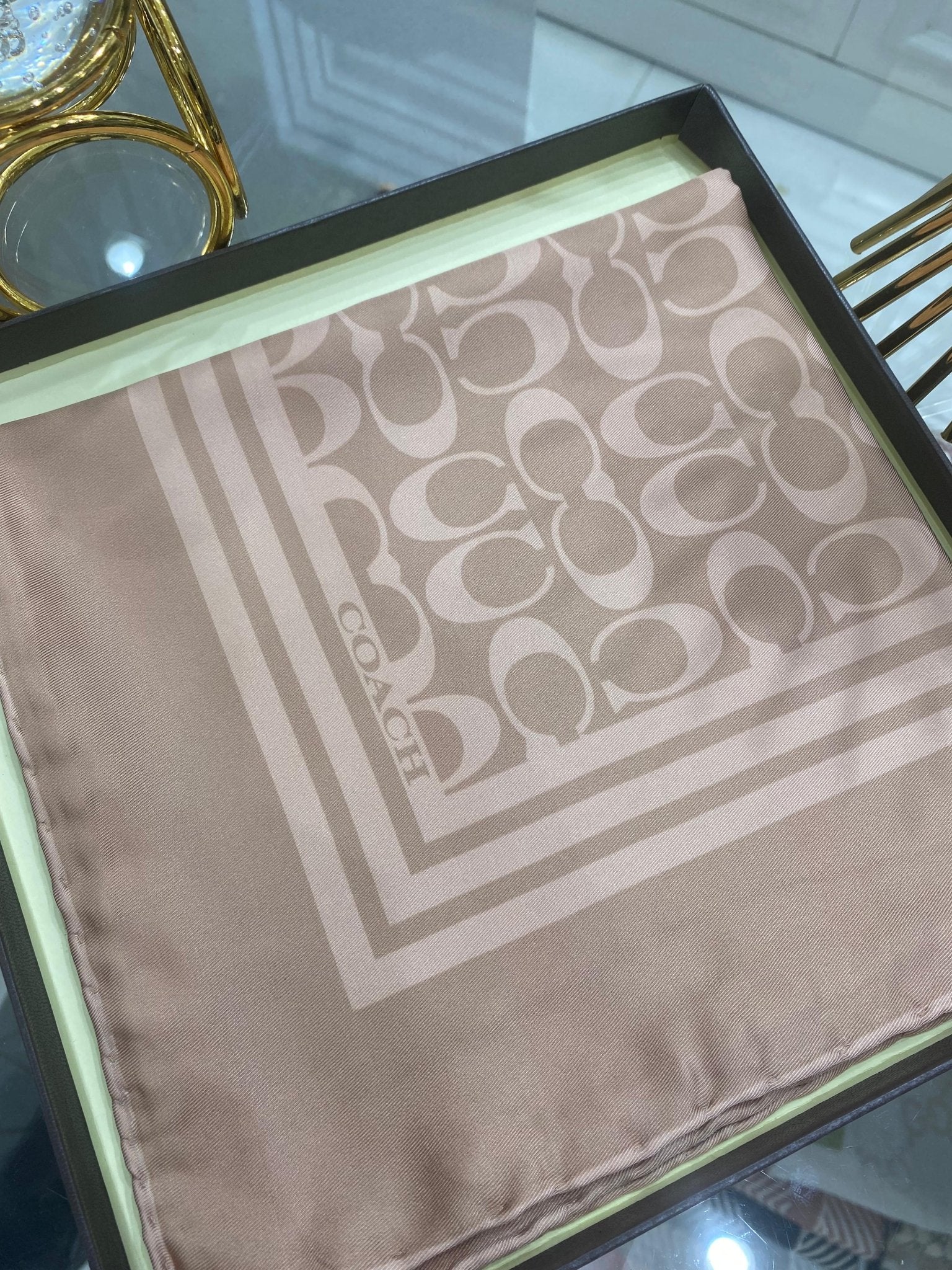 Coach Desen Twill İpek Eşarp - Vizon - Organic ScarfsOrganic Scarfs