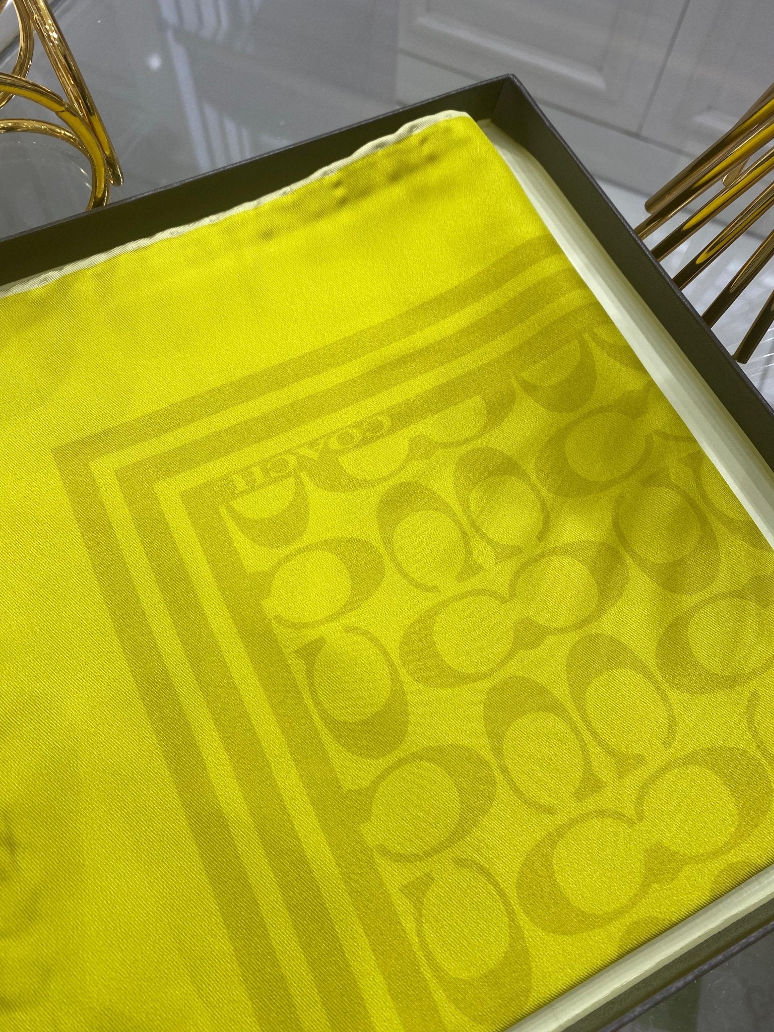 Coach Desen Twill İpek Eşarp - Yağ Yeşili - Organic ScarfsOrganic Scarfs