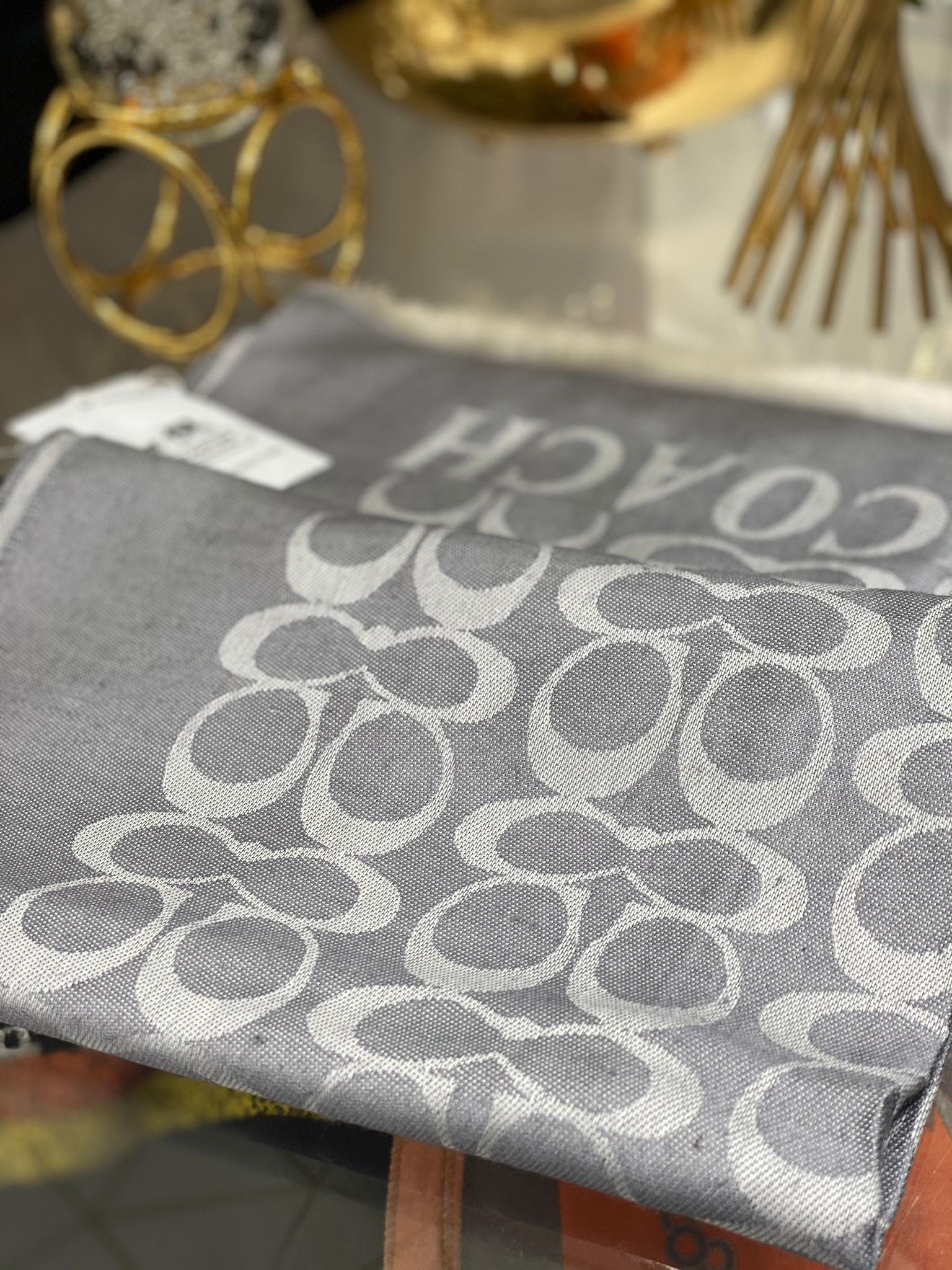 Coach Yün İpek A Kalite Çift Taraflı Marka Şal - Gri - Organic ScarfsOrganic Scarfs