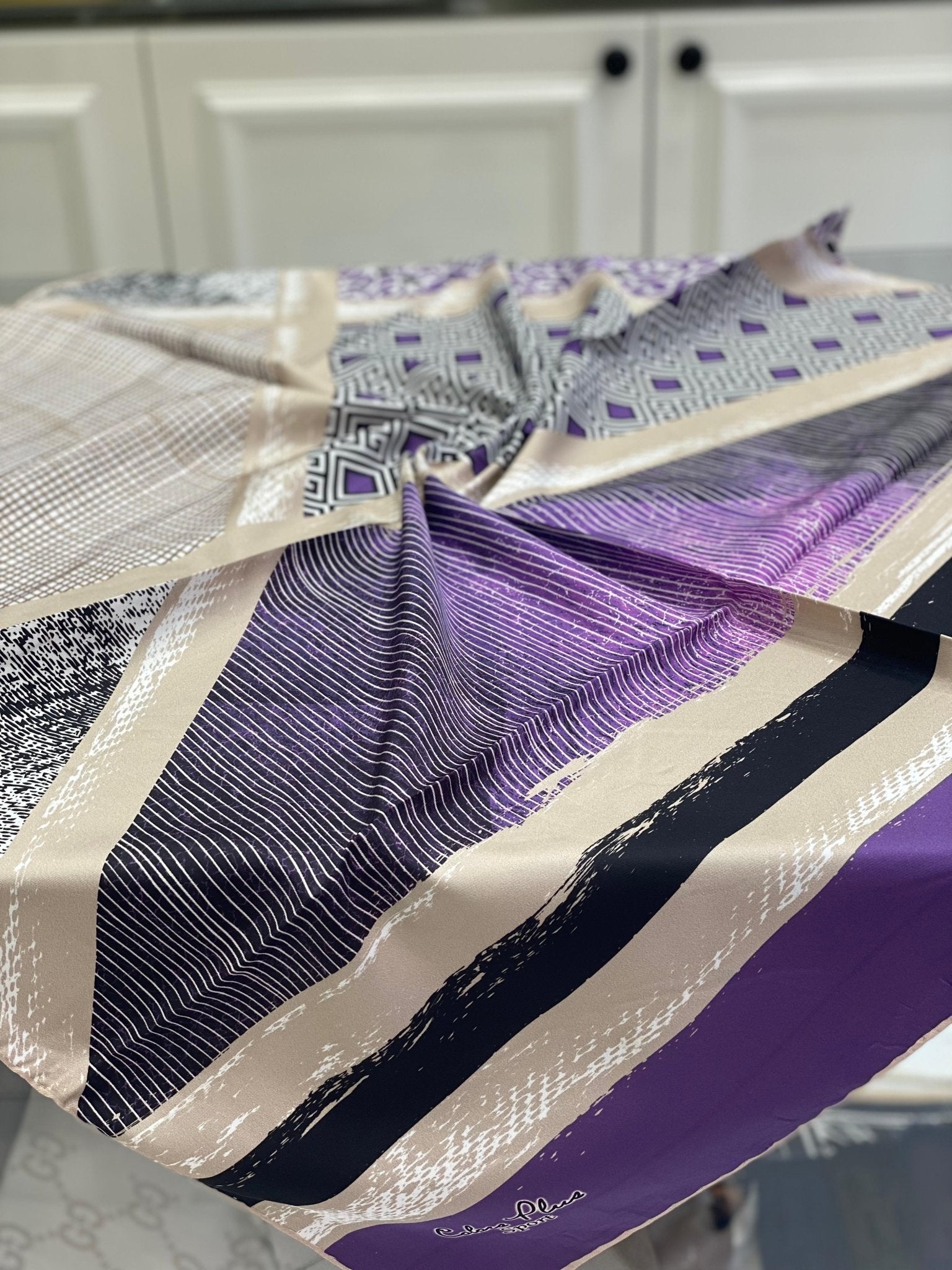 Colors Plus Marka Otantik Desen Twill Eşarp - Mor - Organic ScarfsOrganic Scarfs