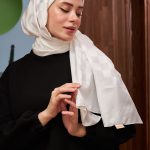 Dama Desen Jakar Şal - Ekru