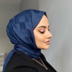 Dama Desen Jakar Şal - Lacivert