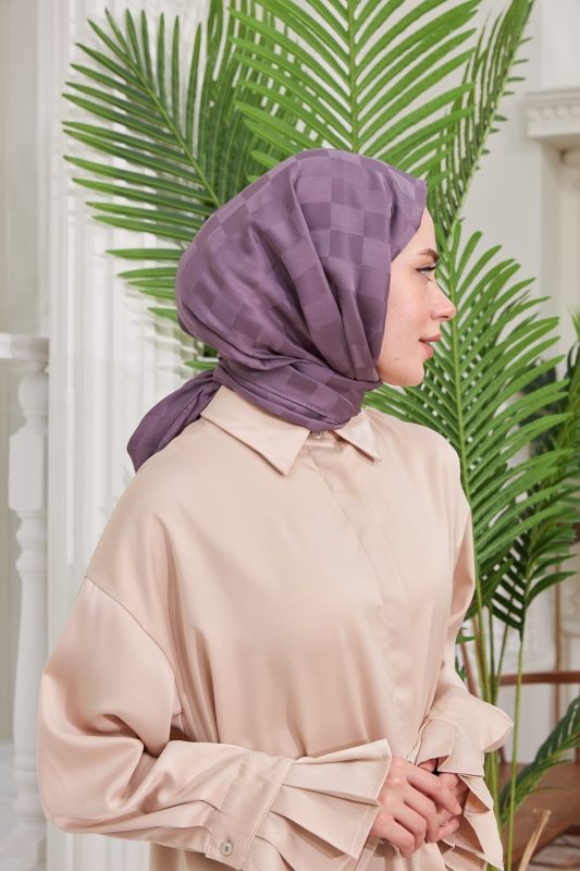 Dama Desen Jakar Şal - Leylak - Organic ScarfsOrganic Scarfs