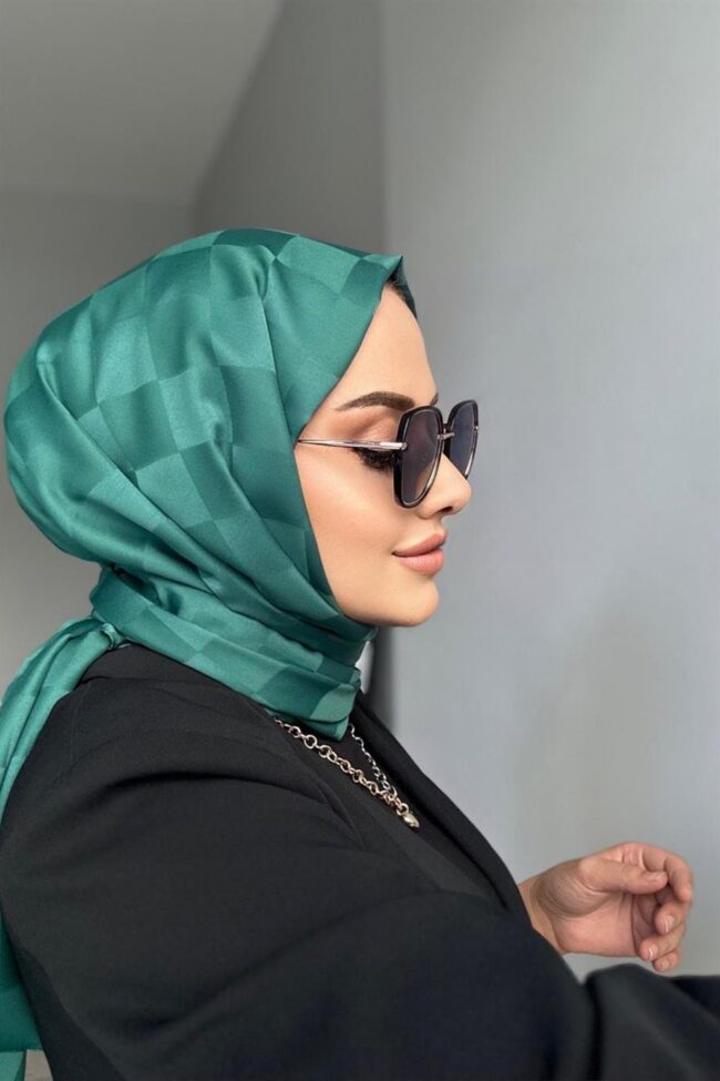 Dama Desen Jakar Şal - Yeşil - Organic ScarfsOrganic Scarfs