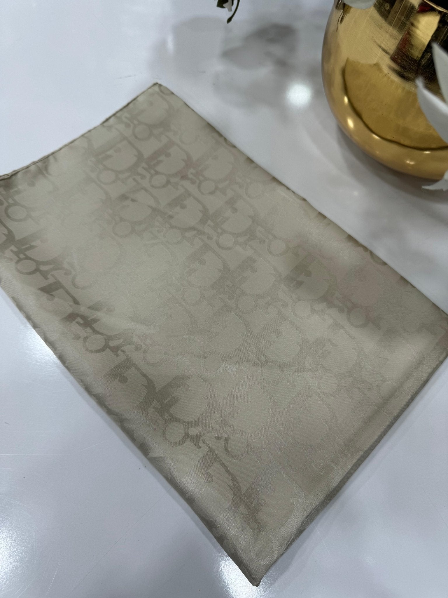 Dior Desen Pamuk İpeksi Jakar Şal - Bej - Organic ScarfsOrganic Scarfs