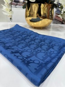 Dior Desen Pamuk İpeksi Jakar Şal 88731 - İndigo