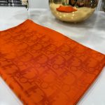 Dior Desen Pamuk İpeksi Jakar Şal 88731 - Turuncu