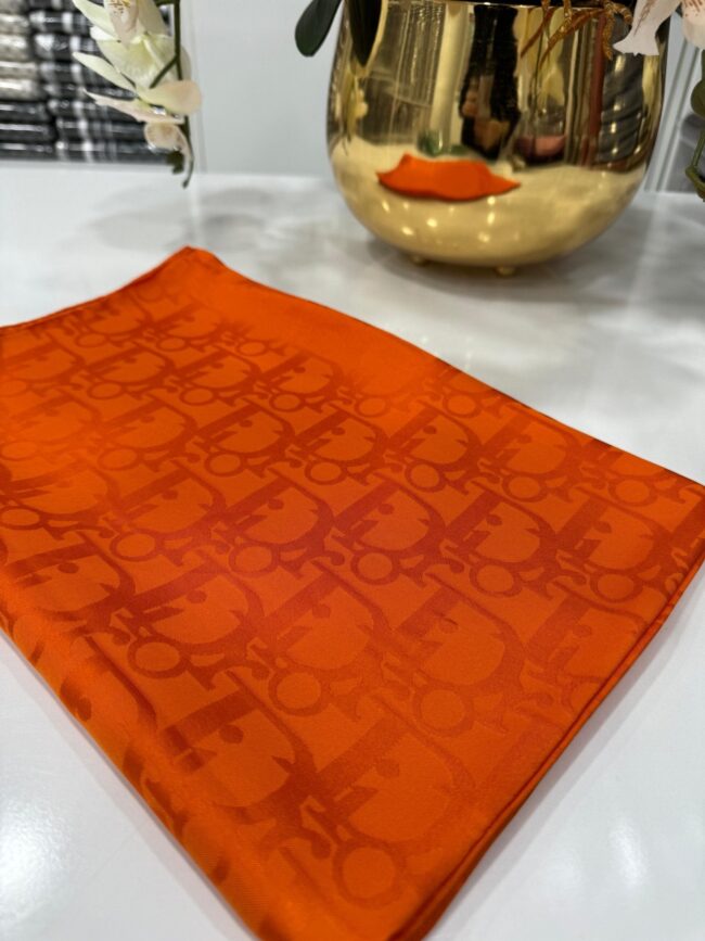 Dior Desen Pamuk İpeksi Jakar Şal - Turuncu - Organic ScarfsOrganic Scarfs