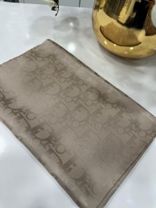 Dior Desen Pamuk İpeksi Jakar Şal 88731 - Vizon