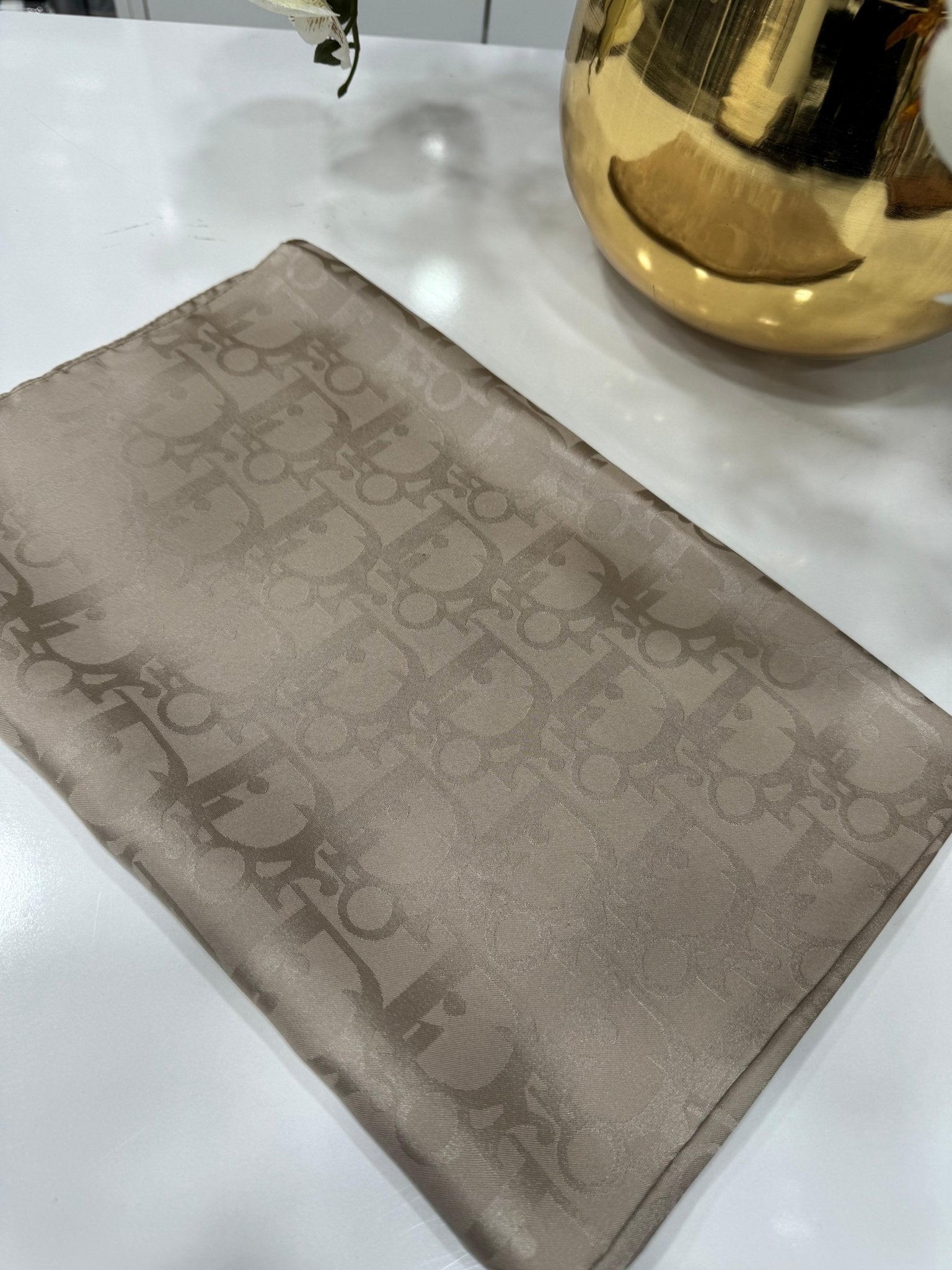 Dior Desen Pamuk İpeksi Jakar Şal - Vizon - Organic ScarfsOrganic Scarfs