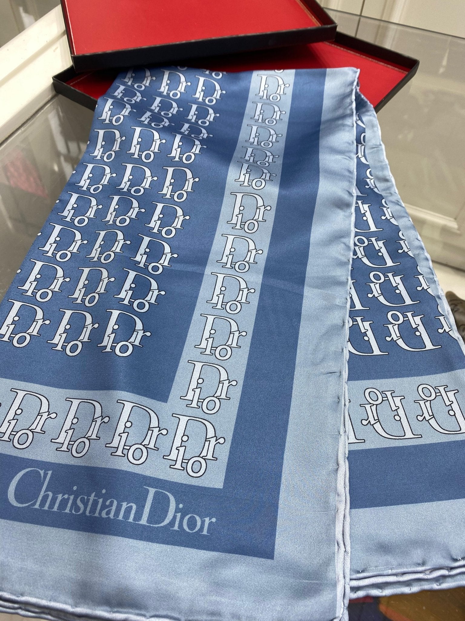 Dior Desen Twiil Eşarp - İndigo - Organic ScarfsOrganic Scarfs
