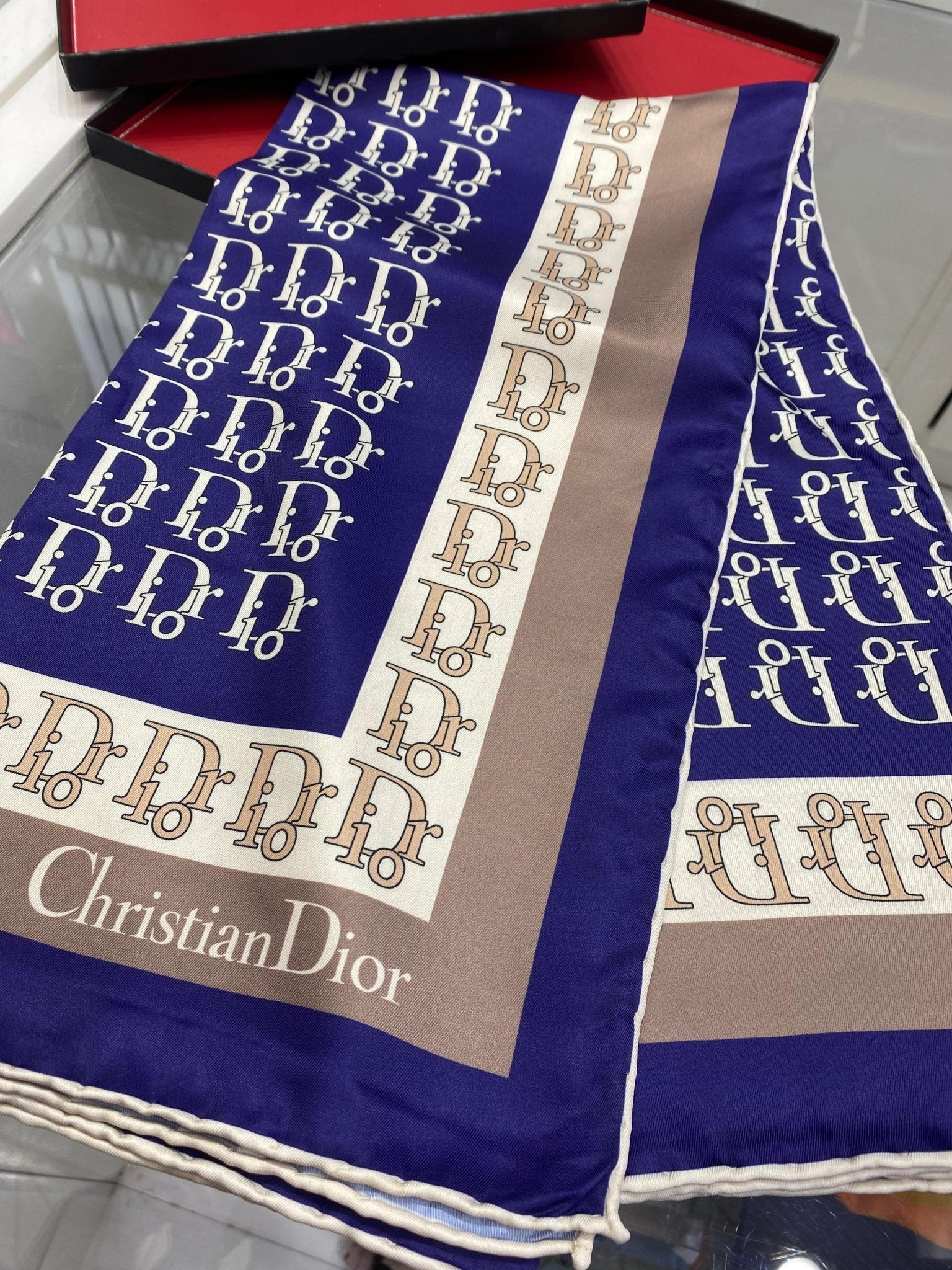 Dior Desen Twiil Eşarp - Lacivert - Organic ScarfsOrganic Scarfs