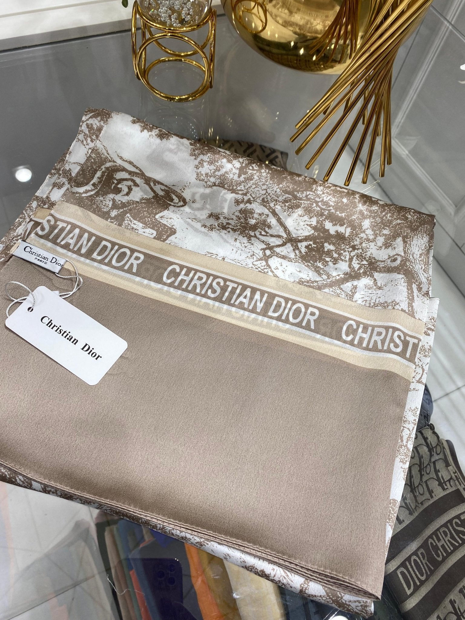 Dior İthal Vual İpek Şal - Bej - Organic ScarfsOrganic Scarfs