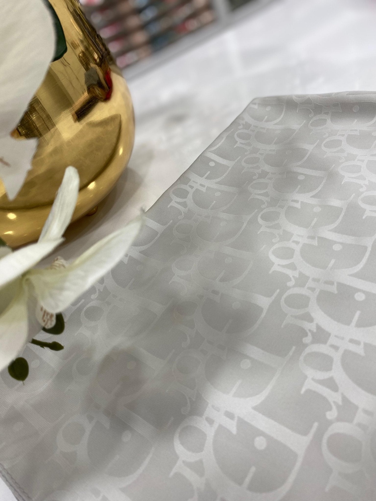 Dior Kırışmayan Jakar İpeksi Şal - Gümüş - Organic ScarfsOrganic Scarfs